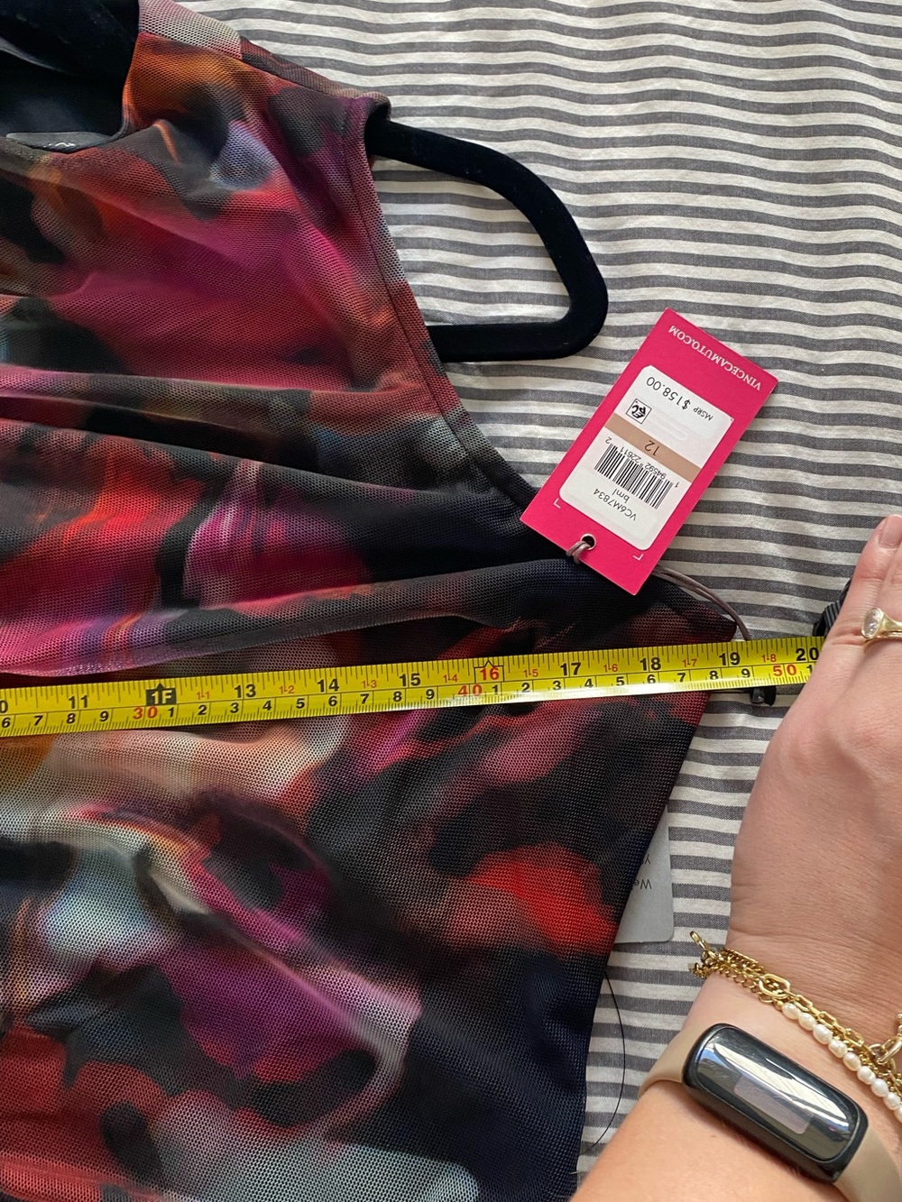 Vince Camuto Floral Printed Mesh Shirred Midi Dress NWT - Picture 13 of 16